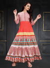 Pink And Red Colour Latest Fancy Designer Festive Wear Soft Net Maslin Silk Digital Print Anakali Gown Collection 3